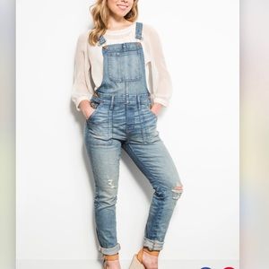 Madewell denim stretch overalls size small